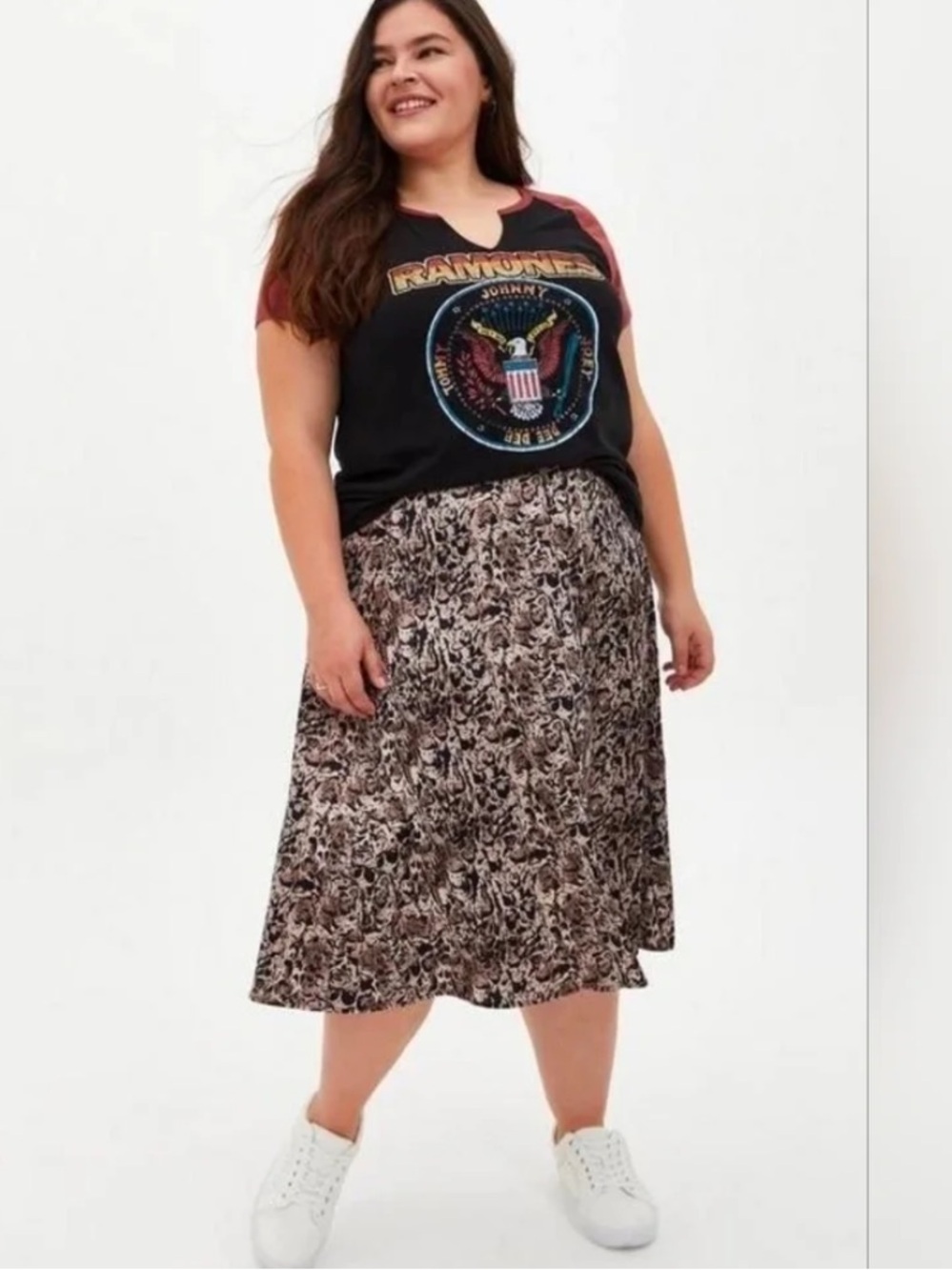 NWT Torrid Skull Animal Print Satin A-Line Midi Skirt Size 00 10